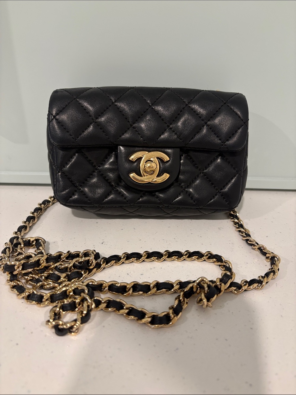 Chanel Extra Mini Classic Flap Black Lambskin Gold Hardware